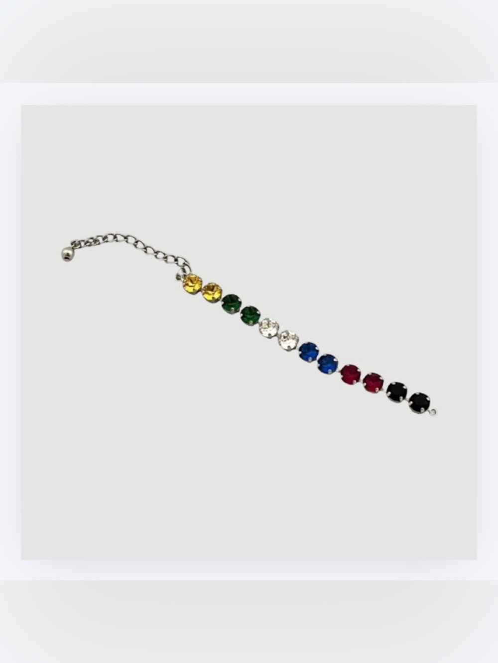 Colorful Crystal Rhinestone Bracelet, 7.5 inches Adjustable